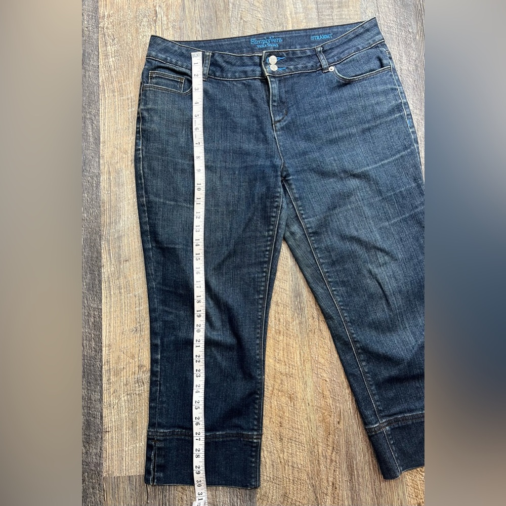 Simply Vera Wang Women's Straight Leg Dark Wash Capri Jeans Size 12P - Picture 6 of 12